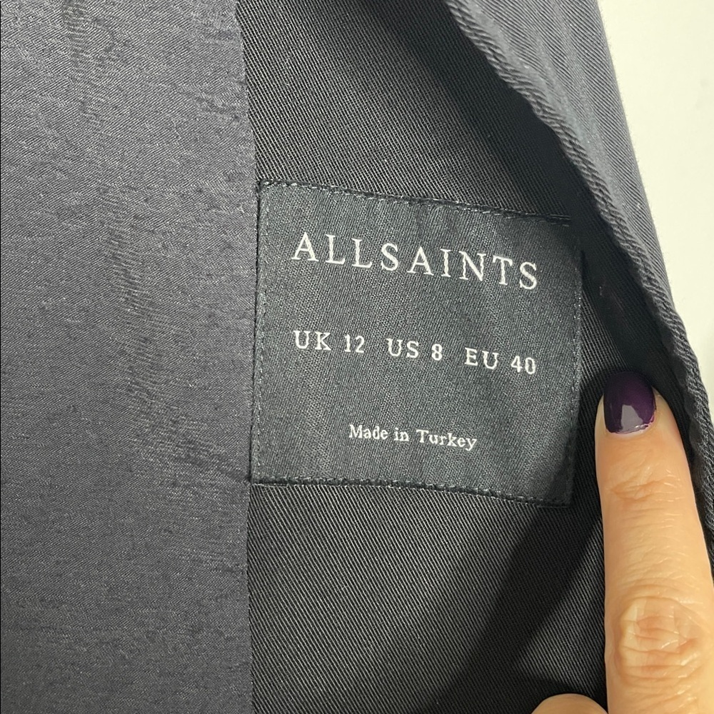 AllSaints Women's Black Larns Sleeveless Parka Full Zip w/ Pockets Long Size 8 - Picture 4 of 7